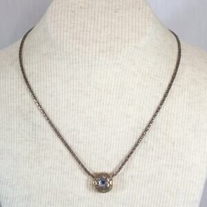 Brighton Celestial Necklace Silver Plated Circular Blue Stone Engraved Pendant